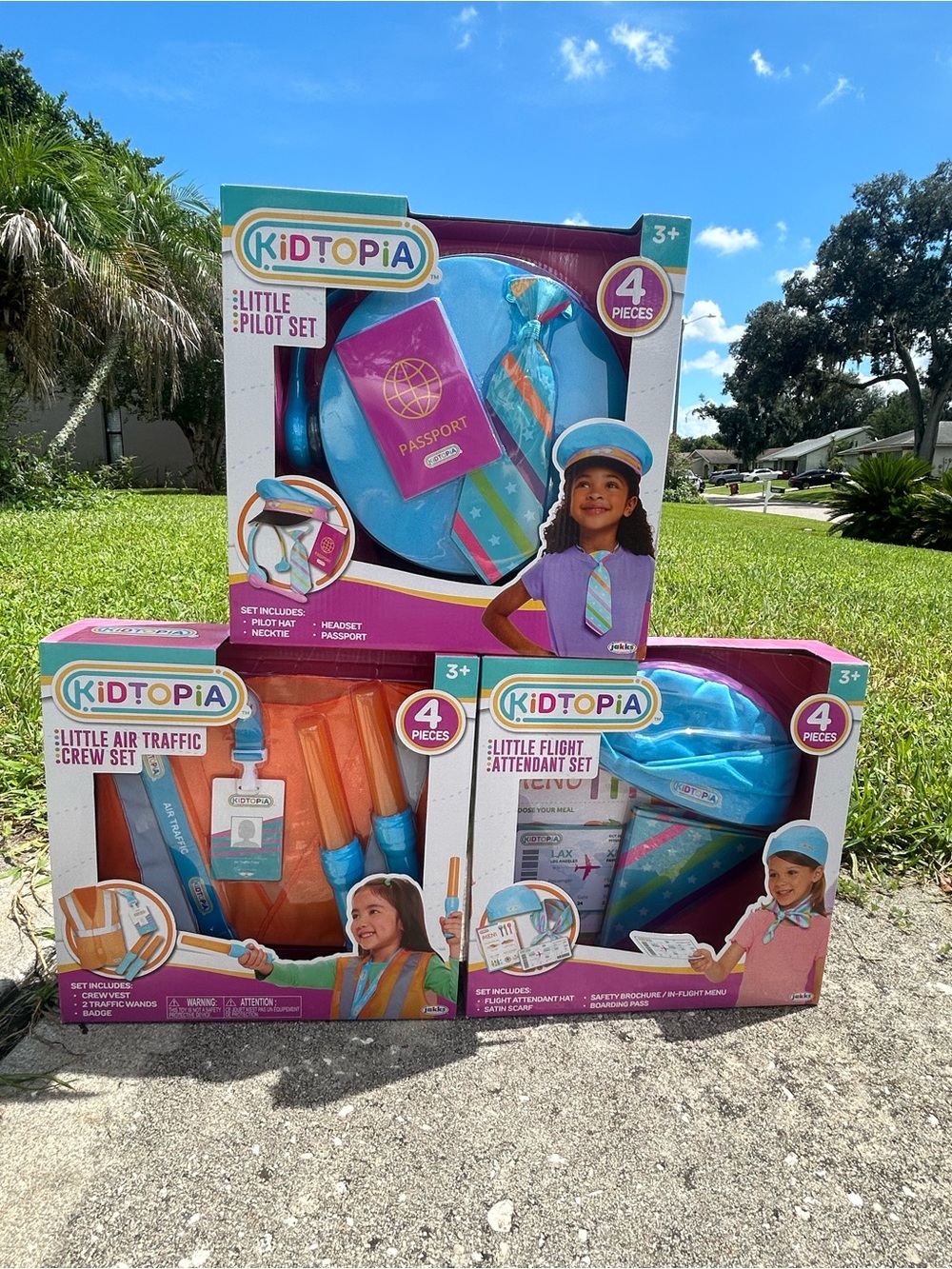 Topia Kids Blue and Pink Kidtopia Little Flight Play Sets - 4 Piece Role Play